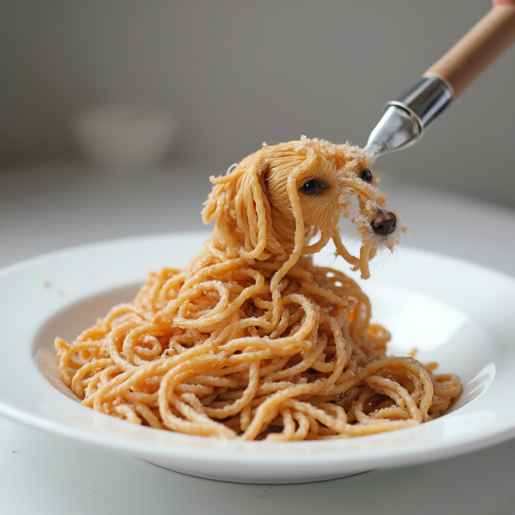 Steered dog plus spaghetti result