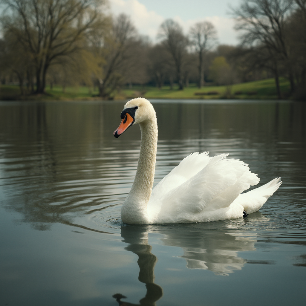 A swan on a lake
